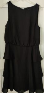 High neck, side ruffle dress